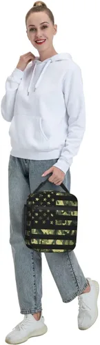 Vista 8 de Bolsa de almuerzo reutilizable con diseño de bandera de Estados Unidos de camuflaje