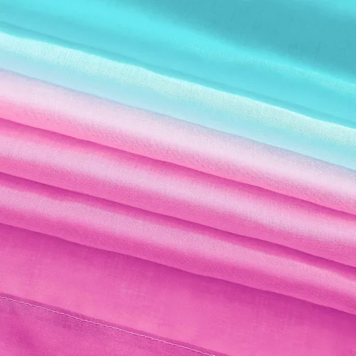 Vista 7 de Cortinas rosas y verdes para decoración de dormitorio de sirena, juego de 1 panel transparente, con bolsillo para barra, cortinas de sirena