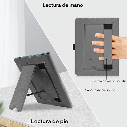 Vista 4 de HGWALP Funda universal para lectores electrónicos de 6-6.8-7 pulgadas, funda Paperwhite con correa de mano compatible con todos los libros