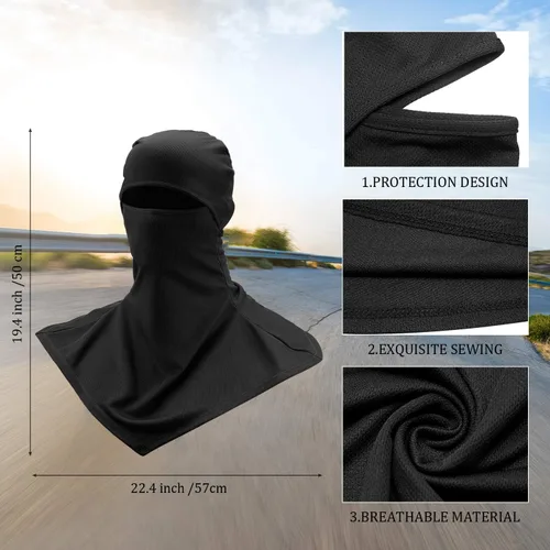 Vista 2 de Cubierta facial de pasamontañas de 3 piezas para protección solar