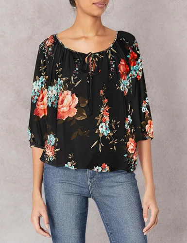 Vista 3 de Star Vixen Camiseta campesina de manga 34 para mujer