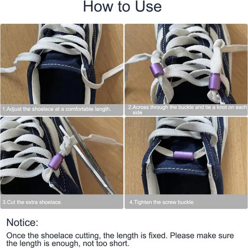 Vista 5 de uxcell Shoelace Locks Buckle Aluminum Elastic No Tie Shoe Lace Turnbuckle, Glossy