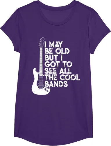 Vista 58 de Camiseta con texto en inglés "I May Be Old But I Got to See All The Cool Bands" Negro