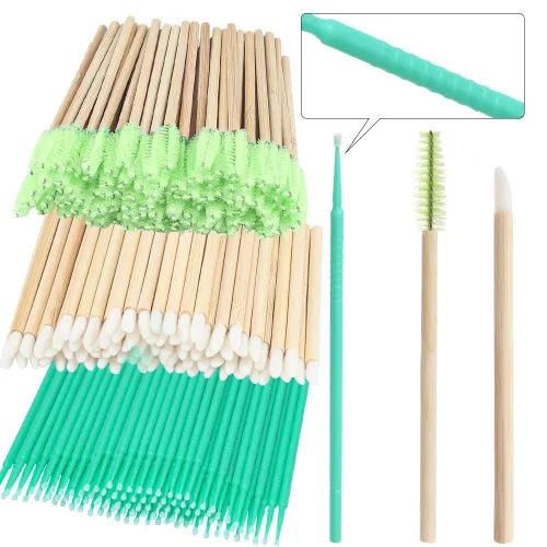 Vista 24 de Kit de suministros para extensión de pestañas de 300 piezas, cepillos desechables para pestañas, micro hisopos, varitas para máscara, cepillos