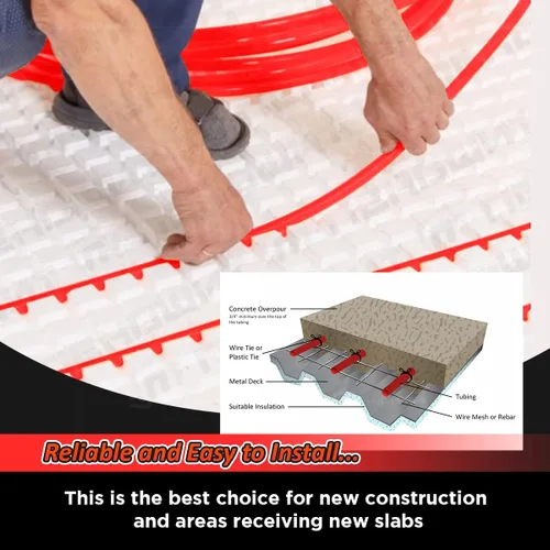 Vista 6 de Pex-A - Tubo PEX de 1 pulgada x 100 pies, tubo de agua flexible para calefacción radiante hidrónico, bobina de tubo PEX de 1 pulgada, rojo