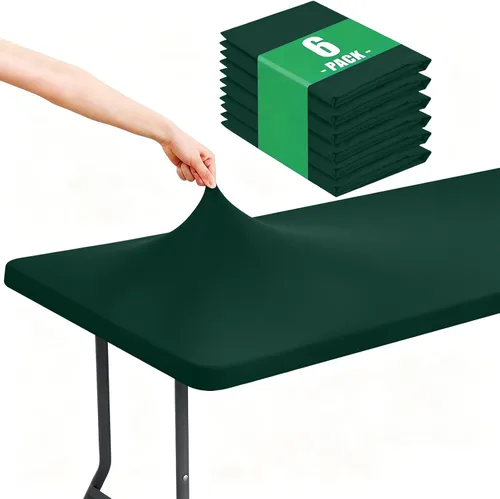 Vista 28 de Moosfor Paquete de 6 manteles cuadrados de elastano, manteles elásticos ajustables para pícnic, cubierta de mesa de patio elástica lavable para Negro