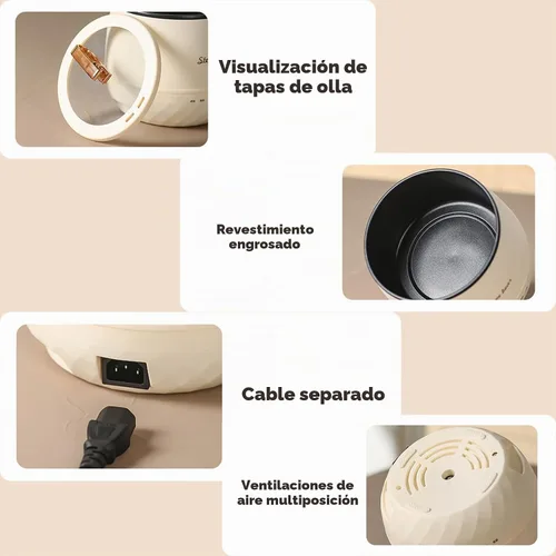 Vista 3 de Olla arrocera pequeña multifuncional, mini olla eléctrica/olla caliente para 1-2 personas 6 en 1 multifuncional multifunción multifunción olla