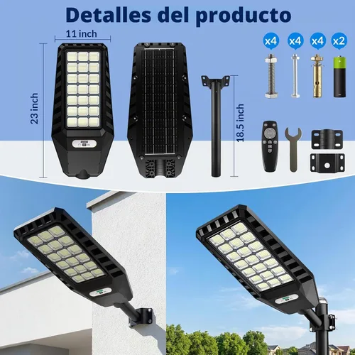 Vista 6 de Solar Street Light Outdoor Waterproof, 23” Large Solar Light with Motion Sensor, 6500K Dusk to Dawn Security LED Flood Light, Commercial Outdoor