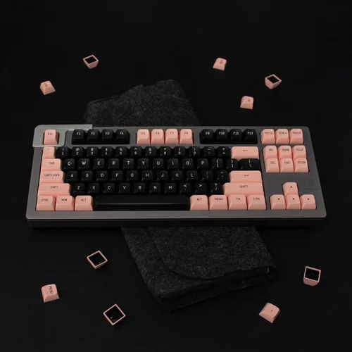 Vista 8 de Teclas rosadas y negras de 150 teclas Doubleshot MSA Profile Custom Keycaps para teclado de juegos 61/64/68/84/87/96/104/108
