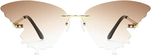 Vista 2 de Gafas de sol de mariposa para mujereshombres de gran tamaño sin montura gafas de lujo tendencia ojo de gato gafas de sol Streetwear UV400