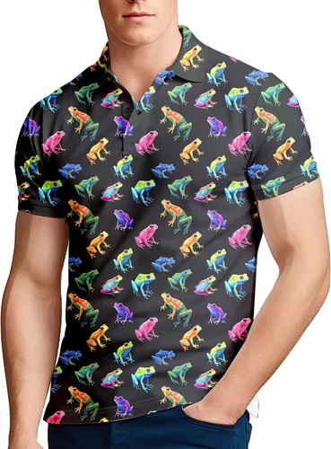 Vista 30 de Camisa de golf de los años 80 para hombre, ajuste seco, manga corta, estampada, divertidas, camisas de golf de los años 90 para hombre
