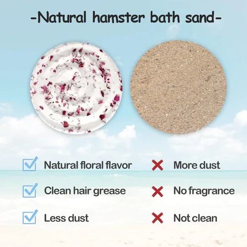 Vista 3 de Arena de baño de hámster, arena natural sin polvo, arena de baño, arena del desierto, flor perfumada, arena limpia para orinal para animales