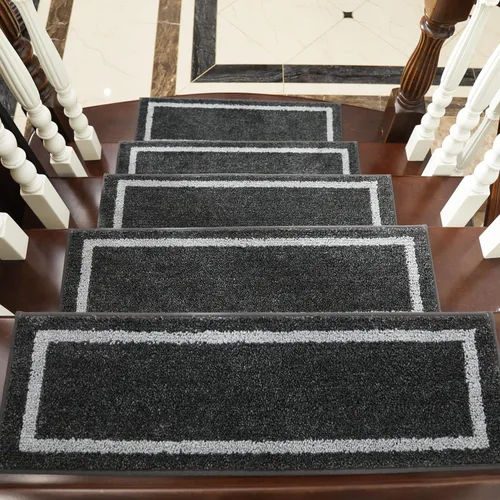 Vista 2 de COSY HOMEER Alfombra antideslizante suave de 28 x 9 pulgadas, para interiores en peldaños de madera, alfombras para niños y perros, 100 % poliéster