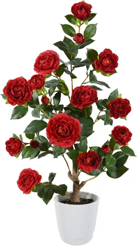 Vista 10 de Warmplants Árbol de buganvilla artificial de 6 pies con maceta blanca Rosa