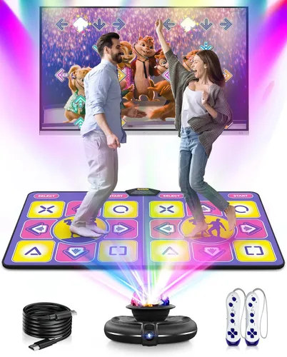 Vista 8 de Alfombrilla de baile doble, alfombrilla de baile de franela para TV con cámara HD, alfombrilla de juego para dos usuarios con control inalámbrico