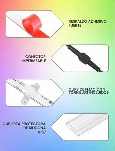 Vista 5 de Tira de luces LED COB de 20 pies RGB Smart IC, IP67 impermeable al aire libre, regulable Color Changing Tape Lighting with App Control&Music
