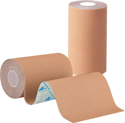 Vista 6 de 2 rollos de cinta de kinesiología de algodón original de 4 x 16.4 pies, cinta atlética impermeable de corte libre para tobillo, muñecas, rodillas