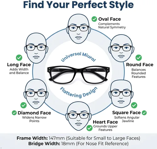 Vista 5 de Eyekepper Gafas de lectura clásicas para hombre, paquete de 5 con bisagras de resorte 5 Pares Mixtos