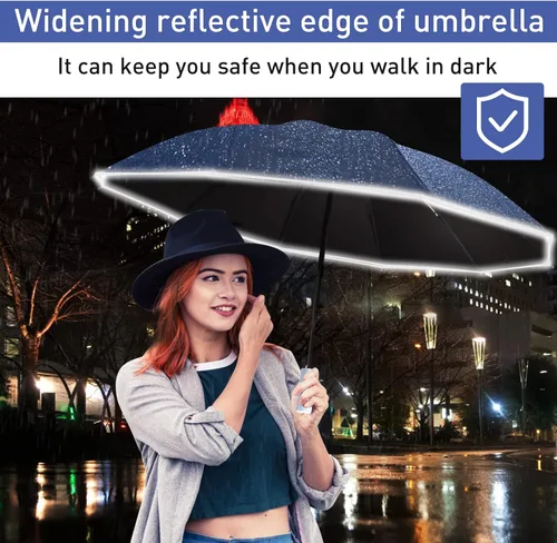 Vista 7 de Bodyguard Inverted Umbrella, Large Windproof Umbrellas for Rain & Sun, Compact Umbrella Reverse Umbrella with Reflective Stripe, Teflon Umbrella for