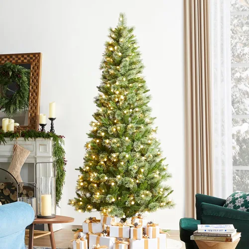 Vista 36 de Glitzhome Árbol de Navidad preiluminado, abeto artificial realista de 7.5 pies con 1,668 puntas y 680 luces centelleantes C3, 10 funciones de Aspen