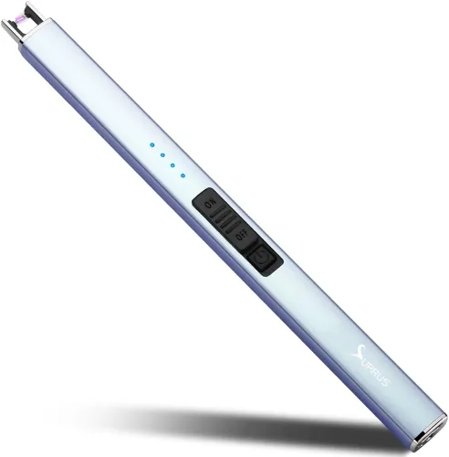 Vista 12 de SUPRUS Encendedor eléctrico de arco resistente al viento, sin llama, recargable por USB, con bloqueo de seguridad para velas, barbacoa, camping