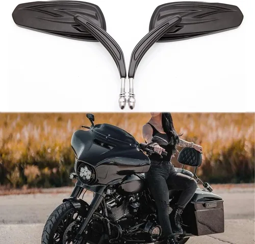 Vista 9 de Espejos retrovisores laterales negros para motocicleta Harley Davidson Road King Road Glide