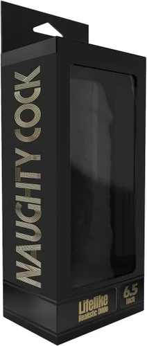 Vista 5 de Consolador de silicona realista, con succión. Premium. 6.7 pulgadas. de Naughty., Negro, 1, 1