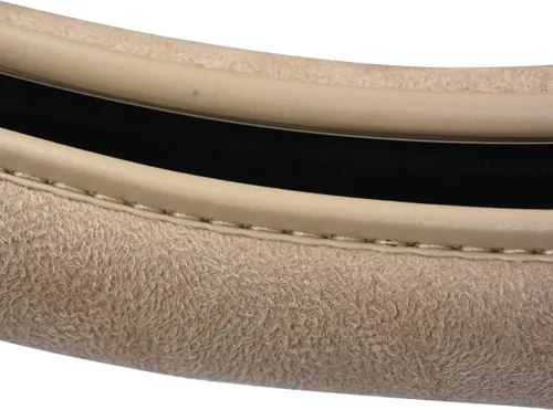 Vista 3 de CAR PASS Funda para volante de automóvil, 14.5-15 pulgadas, gamuza sintética beige, universal, de espuma viscoelástica, transpirable
