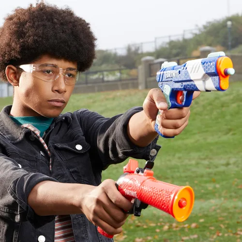 Vista 5 de Nerf Fortnite Paquete Doble Incluye 2 Lanzamisiles (Flint-Knock y LP) y 6 Dardos de Espuma Elite
