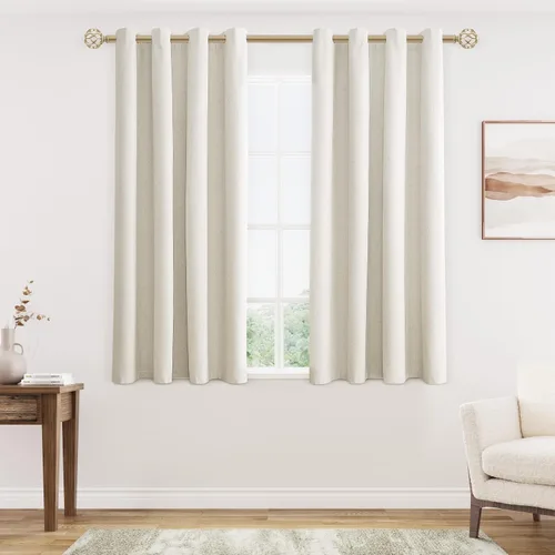 Vista 67 de Beige White Linen Blackout Curtains 90 Length 2 Panels Set for Living Room Bedroom, 100% Black Out Thermal Insulated Linen Drapes, Room Darkening
