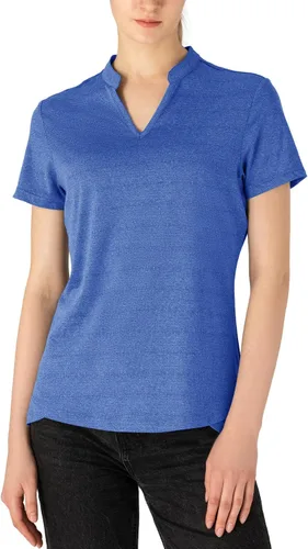 Vista 54 de Gopune Polo de golf con cuello en V para mujer, sin cuello, manga corta, ligera, de secado rápido, camisetas de tenis para correr