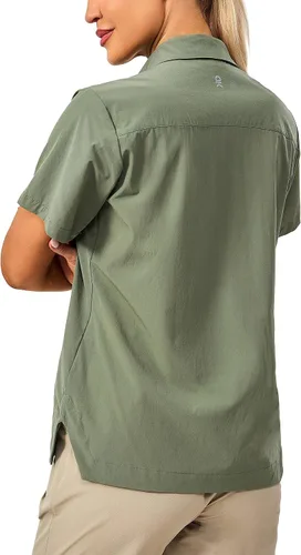 Vista 2 de Little Donkey Andy Camisa de viaje de manga larga para mujer, camisa Safari UPF 50+, camisas de senderismo frescas para exteriores de secado rápido