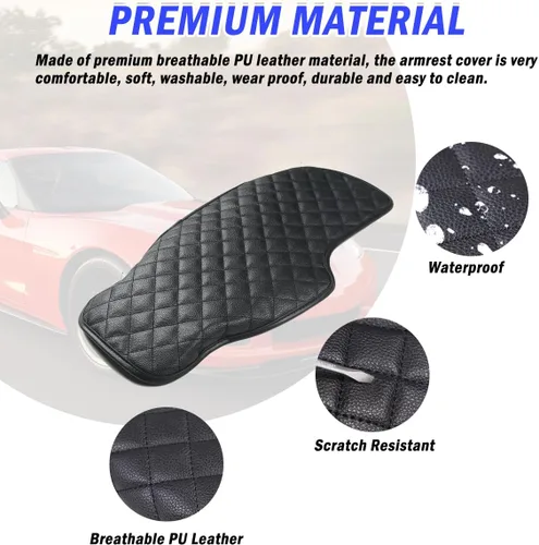 Vista 6 de Almohadilla de consola central de automóvil para Chevrolet Corvette C6 2005-2013, funda de reposabrazos de automóvil, cojín de cuero, impermeable