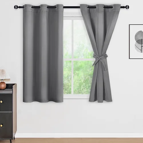 Vista 29 de DWCN - Cortinas 100% opacas para dormitorio con forro negro, cortinas de ventana de doble capa con aislamiento térmico que oscurecen toda la Azul