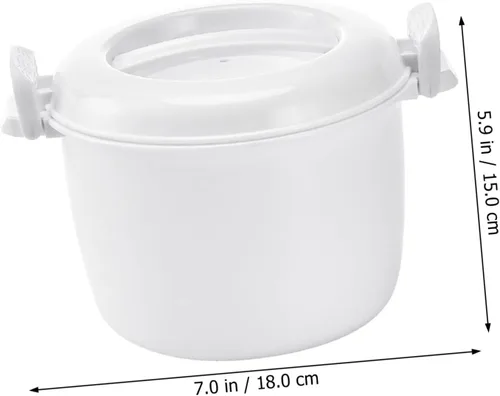 Vista 2 de Arrocera para microondas, recipiente para almacenamiento de alimentos, tazón de microondas con tapa, ollas de arroz para microondas, arroz