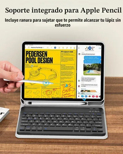 Vista 6 de Funda de teclado para iPad Pro de 12.9 pulgadas (modelo antiguo) 2015 1ª/2017 2ª generación - Teclado Bluetooth inalámbrico recargable, desmontable