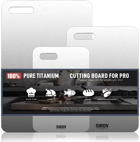 Vista 8 de Katori Titanium Cutting Board, 100% Pure Titanium Cutting Boards For Kitchen, Best Non Toxic chopping board, Dishwasher safe, Hygiene and Durability