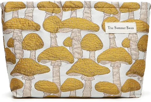 Vista 12 de The Summer Swan Bolsa de maquillaje estética grande Bolsa de maquillaje floral Embrague de medio día Bolsa de kit de período Bolsa
