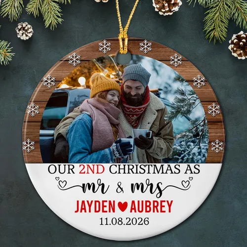 Vista 19 de Adorno de cerámica personalizado para parejas comprometidas, pájaros de Navidad 2025, adorno de cerámica de pájaros de compromiso, regalos