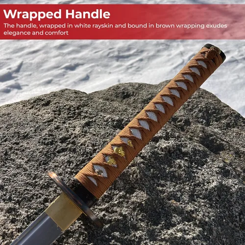 Vista 5 de MedievalDepot Samurai Celebration - Katana hecha a mano, en total, hoja de acero al carbono 1045 de 40 pulgadas, protector vibrante, mango de piel