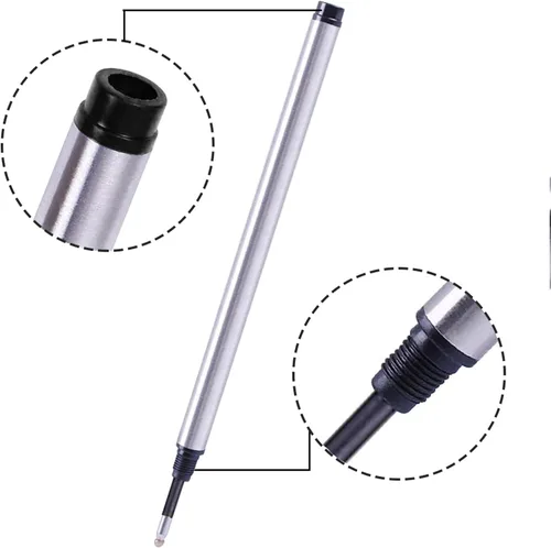 Vista 9 de DunBong Recambio en espiral, repuesto de tinta de gel reemplazable, paquete de 5, punta media de 0.020 in, recambios de bola rodante roscada (negro)