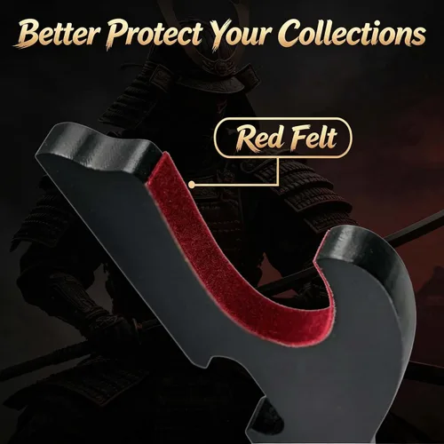 Vista 4 de Juego de 2 ganchos de espada para montaje en pared, soporte ajustable para Katana Wakizashi Tanto Genji Sword Arms Rack