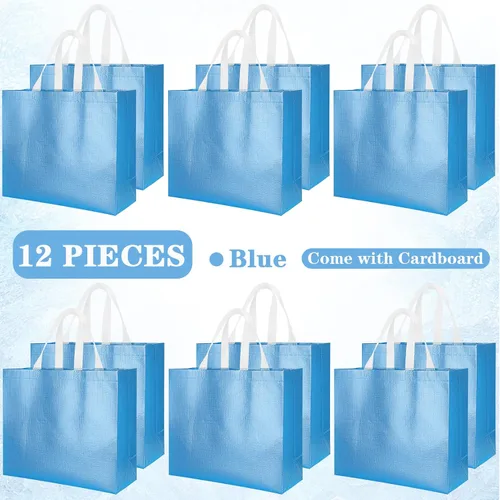 Vista 3 de 12 bolsas de regalo reutilizables, acabado brillante con asa, no tejidas, plegables para damas de honor