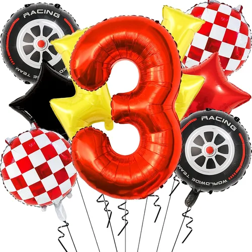 Vista 15 de 6 globos de carreras para decoración de fiesta de cumpleaños, globos de semáforo de 32 pulgadas para suministros de fiesta de cumpleaños