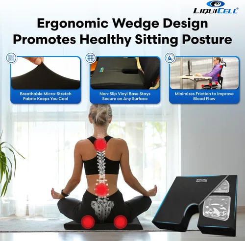Vista 5 de ERGO21 LiquiCell - Cojín de asiento de coxis, ayuda para aliviar el dolor de coxis, dolor de ciática, soporte de espalda, almohada de trasero como