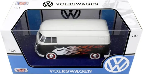 Vista 5 de Volkswagen Tipo 2 (T1) Van de entrega con llamas 1/24 fundido a troquel modelo de coche por Motormax