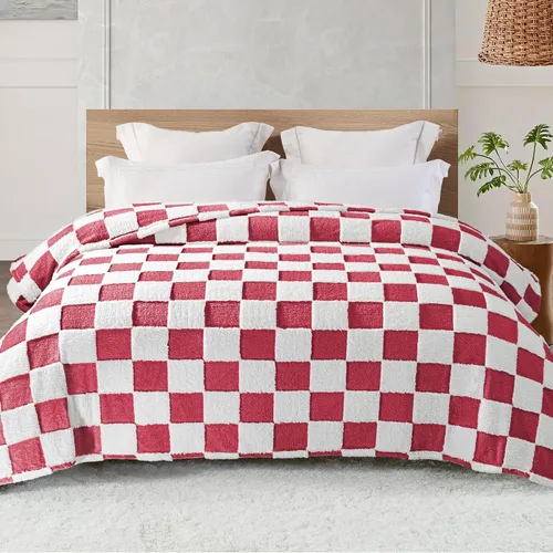 Vista 15 de Exclusivo Mezcla - Manta de franela super suave y cálida con diseño de vellón esponjoso, para sofá, cama, con lindo patrón a cuadros, negro, 50" x