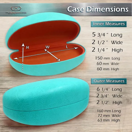 Vista 5 de MyEyeglassCase Estuche rígido grande para lentes de sol Se adapta a lentes de sol curvos grandes a extra grandes, con paño de microfibra