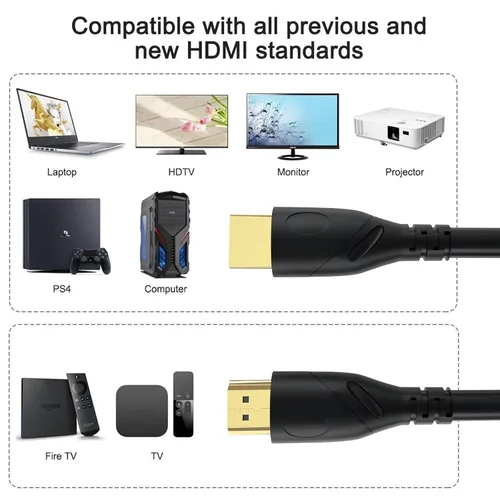 Vista 3 de Cable HDMI 8K de 1 m (HDMI 2.1, 8k@60hz, 48 Gbps & 4k@120hz, 18 Gbps) Conectores chapados en oro de ultra alta velocidad, retorno de audio por