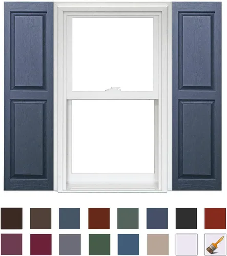 Vista 8 de Persianas de vinilo Homeside con panel elevado (1 par), 14-1/2 pulgadas x 59 pulgadas, color azul índigo 610 Azul Ingido